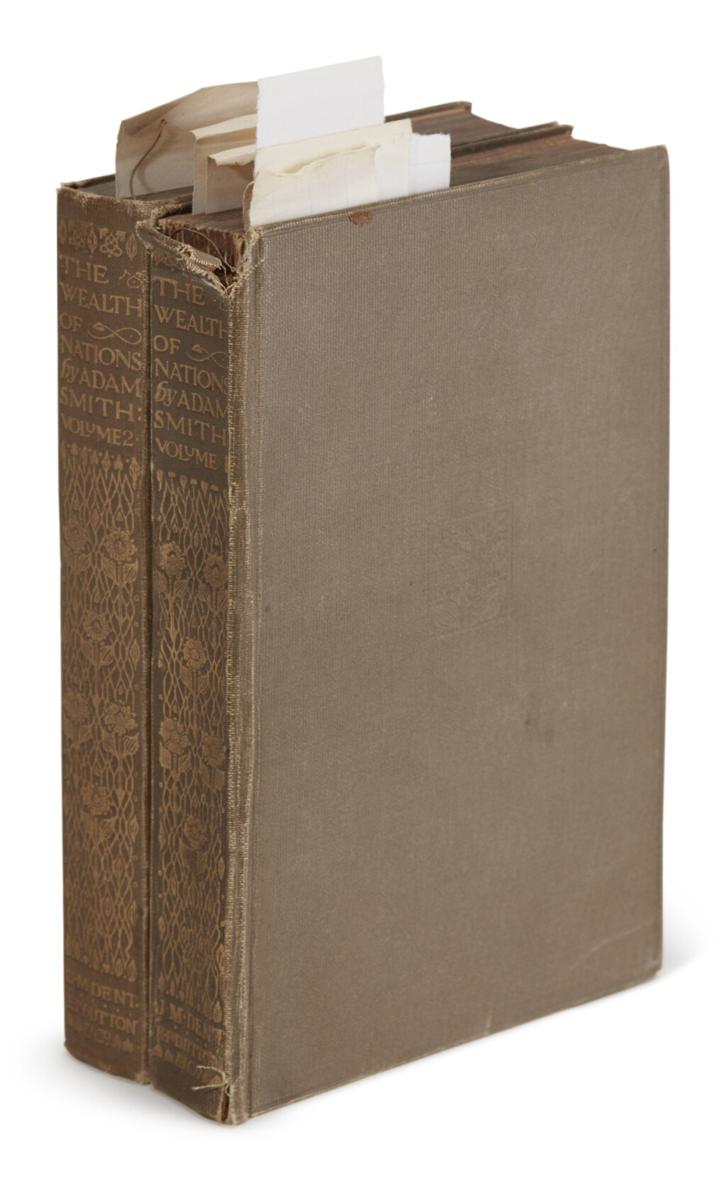 View full screen - View 1 of Lot 6. ADAM SMITH, WEALTH OF NATIONS, 1911, HAYEK’S COPY WITH UNDERLINING AND MARGINALIA.