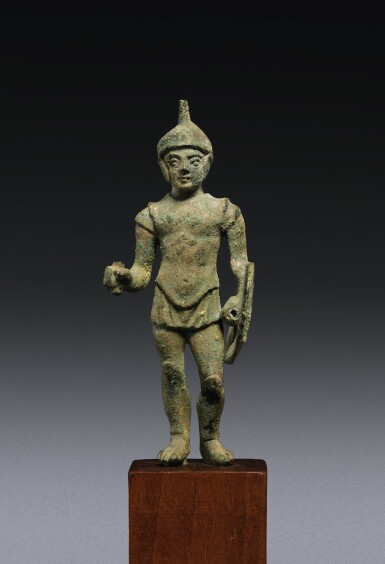 View full screen - View 1 of Lot 9. AN ITALIC BRONZE FIGURE OF A WARRIOR, CIRCA 3RD CENTURY B.C..
