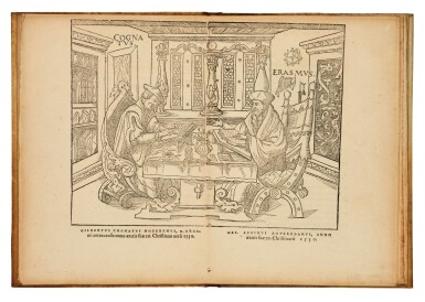 View full screen - View 1 of Lot 1071. Cousin, Effigies Des. Erasmi Roterodami, Basel, 1553, modern boards.