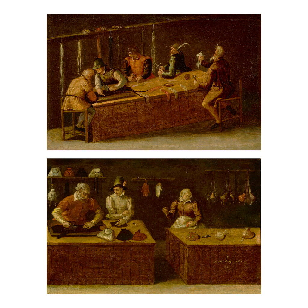 View full screen - View 1 of Lot 151. GERMAN SCHOOL, CIRCA 1579 | INTERIORS OF LEATHER-WORKERS' SHOPS.