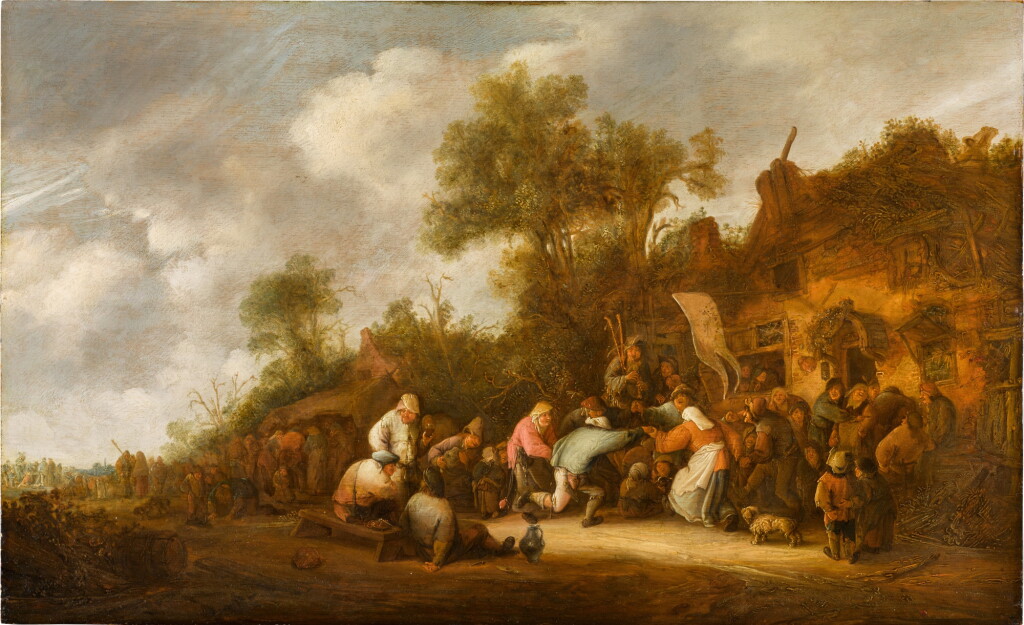 View full screen - View 1 of Lot 23. Peasants dancing and carousing outside a village inn.