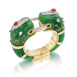 Nephrite, Enamel, Ruby and Diamond 'Chimera' Bracelet