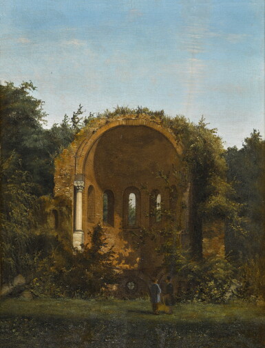 View full screen - View 1 of Lot 71. Two gentlemen in a landscape before ruins.