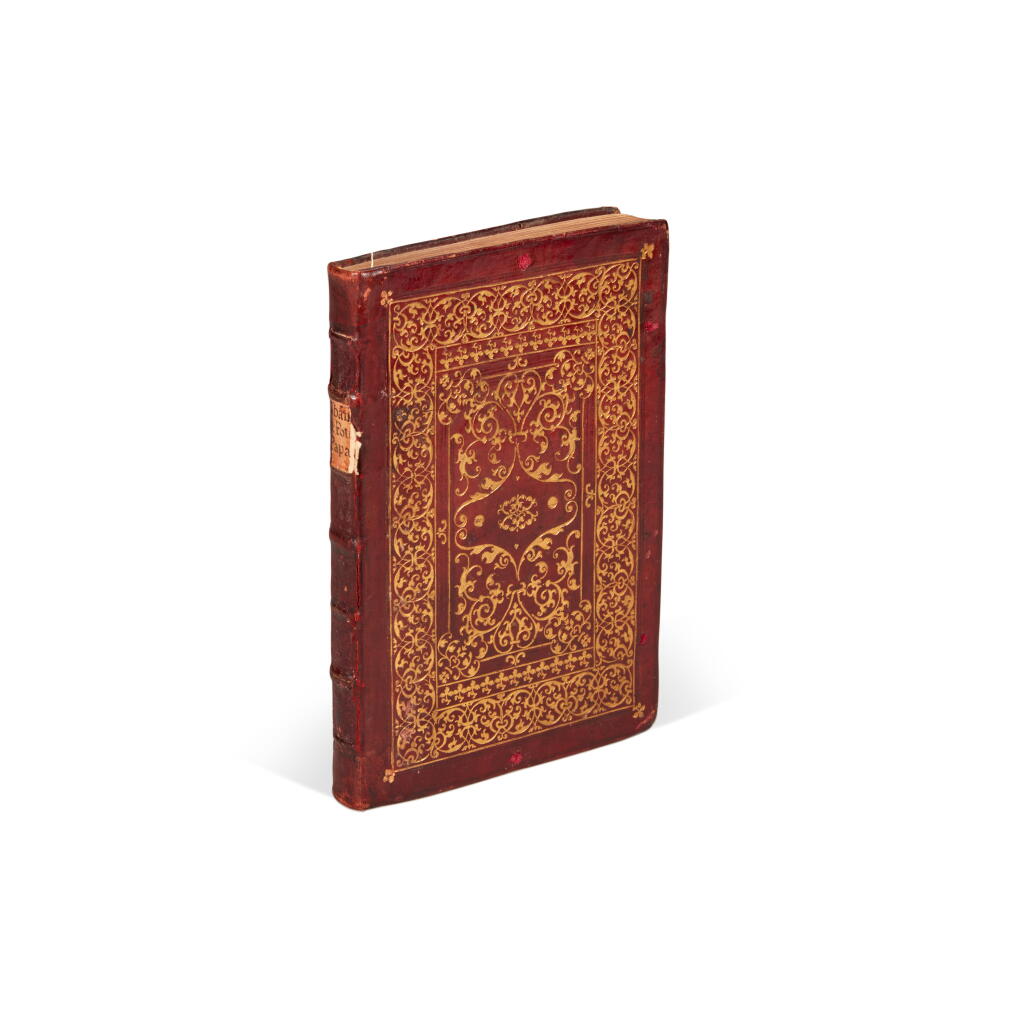 View full screen - View 1 of Lot 4. Albani, Libri de potestate papae et concilii, Venice, 1561, contemporary Roman red morocco gilt by Marcantonio Guillery.