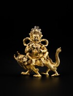 A gilt-copper figure of Sita Jambhala, Qing dynasty, 18th century | 清十八世紀 銅鎏金五姓財神坐像