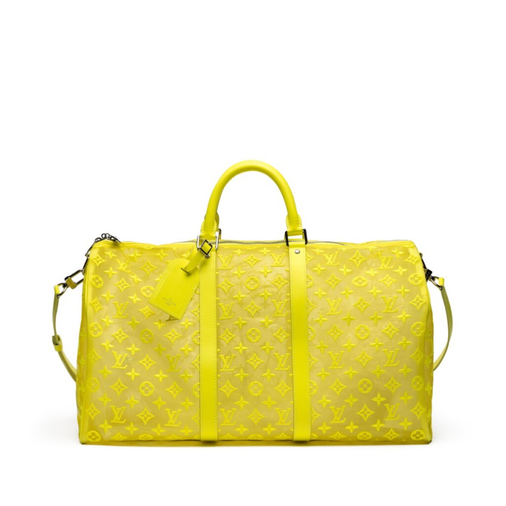 View full screen - View 1 of Lot 199. Yellow Monogram Mesh Keepall 50 Bandoulière Silver Hardware, 2019.