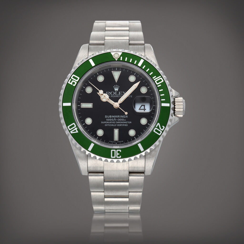 View full screen - View 1 of Lot 141. Submariner 'Kermit', Reference 16610LV A stainless steel wristwatch with date and bracelet Circa 2005 | 勞力士 | Submariner 'Kermit' 型號 16610LV 精鋼鍊帶腕錶備日期顯示,製作年份約 2005.