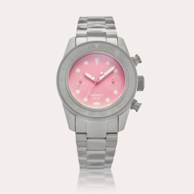 View full screen - View 1 of Lot 128. Reference U3S-HSP Modello Tre “Henry Singer” | A piece unique, brand new, stainless steel automatic chronograph wristwatch, Made in collaboration with Henry Singer to benefit AIRC Foundation for Cancer Research in 2025.