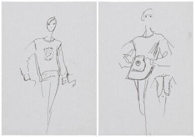 View full screen - View 1 of Lot 46. Two sketches for fashion | Deux croquis de mode.