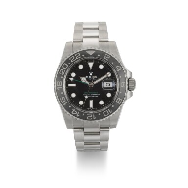 View full screen - View 1 of Lot 335. ROLEX | GMT-MASTER II, REF 116710LN, STAINLESS STEEL DUAL-TIME WRISTWATCH WITH DATE AND BRACELET, CIRCA 2008.