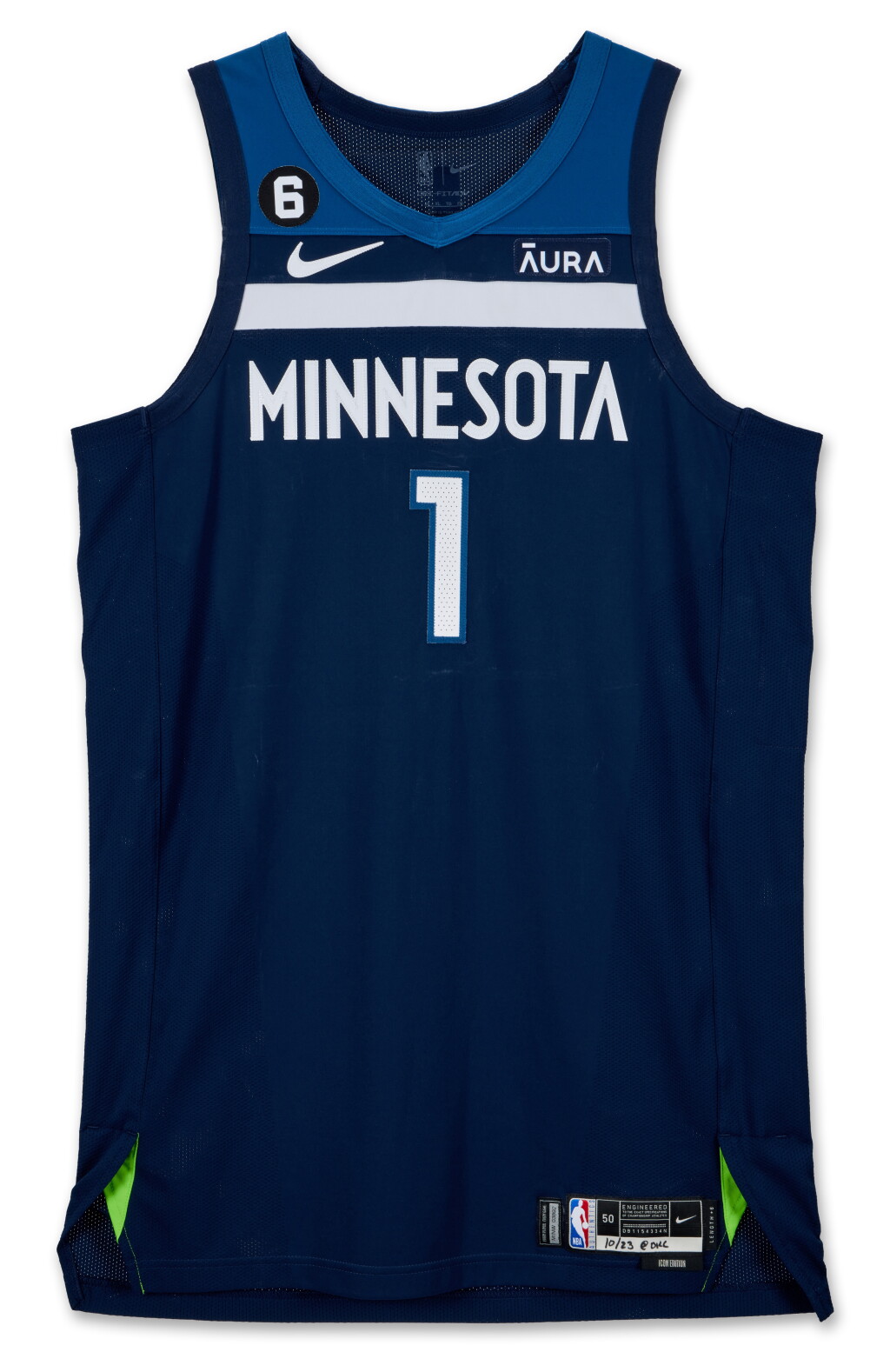 View full screen - View 1 of Lot 24. Anthony Edwards Minnesota Timberwolves 2022-2023 Game Worn Away Jersey.