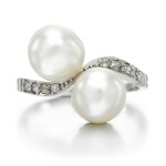 NATURAL PEARL AND DIAMOND RING