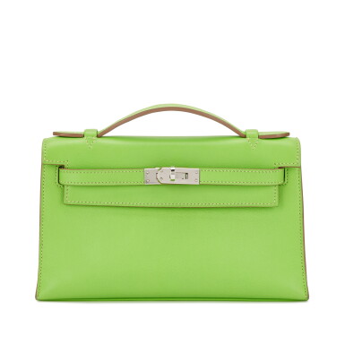 View full screen - View 1 of Lot 603. Green Apple Swift Kelly Pochette Palladium Hardware, 2012.