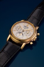 REFERENCE 3970/E 'SECOND SERIES' A YELLOW GOLD PERPETUAL CALENDAR CHRONOGRAPH WRISTWATCH WITH MOON PHASES, 24 HOURS AND LEAP YEAR INDICATION, MADE IN 1987