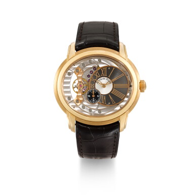 View full screen - View 1 of Lot 205. AUDEMARS PIGUET | MILLENARY 4101, REF 15350OR PINK GOLD SEMI-SKELETONISED WRISTWATCH CIRCA 2012.