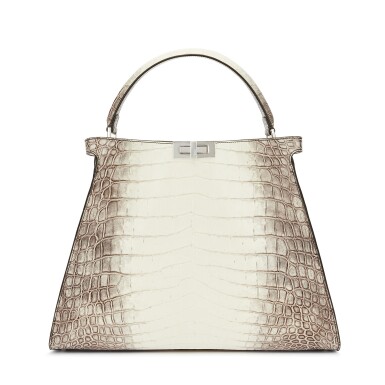 View full screen - View 1 of Lot 21. White and Grey Gradient Shiny Crocodile Large X-Lite Peekaboo Palladium Hardware, 2020.
