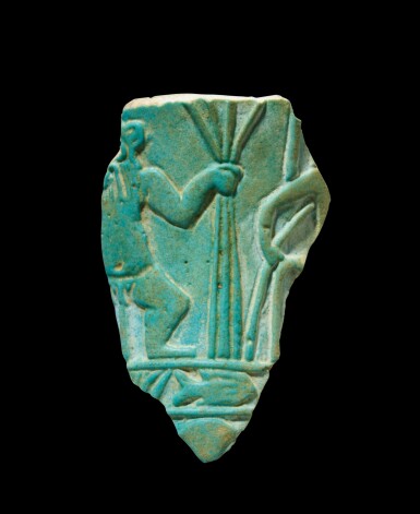 View full screen - View 1 of Lot 149. An Egyptian Blue-green Faience Fragment of a Chalice, 3rd Intermediate Period, 1075-716 B.C..