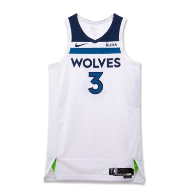 View full screen - View 1 of Lot 80. Jaden McDaniels Minnesota Timberwolves 2024 NBA Playoffs Western Conference Finals Game Worn Association Edition Jersey | Game 4 | Matched to 5 Games.