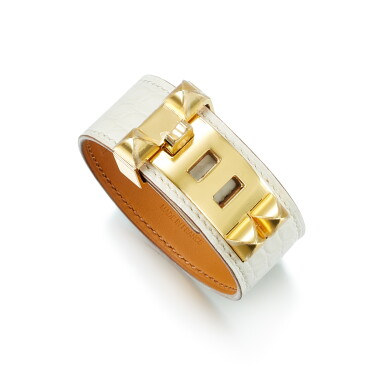 View full screen - View 1 of Lot 1035. Nata Matte Alligator Mississippiensis Collier de Chien Bracelet Gold Hardware, 2021 .