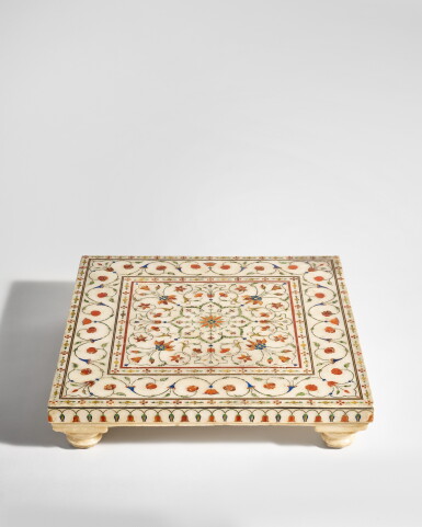 View full screen - View 1 of Lot 646. A Mughal Pietra Dura Marble Footrest, India, circa 1700.