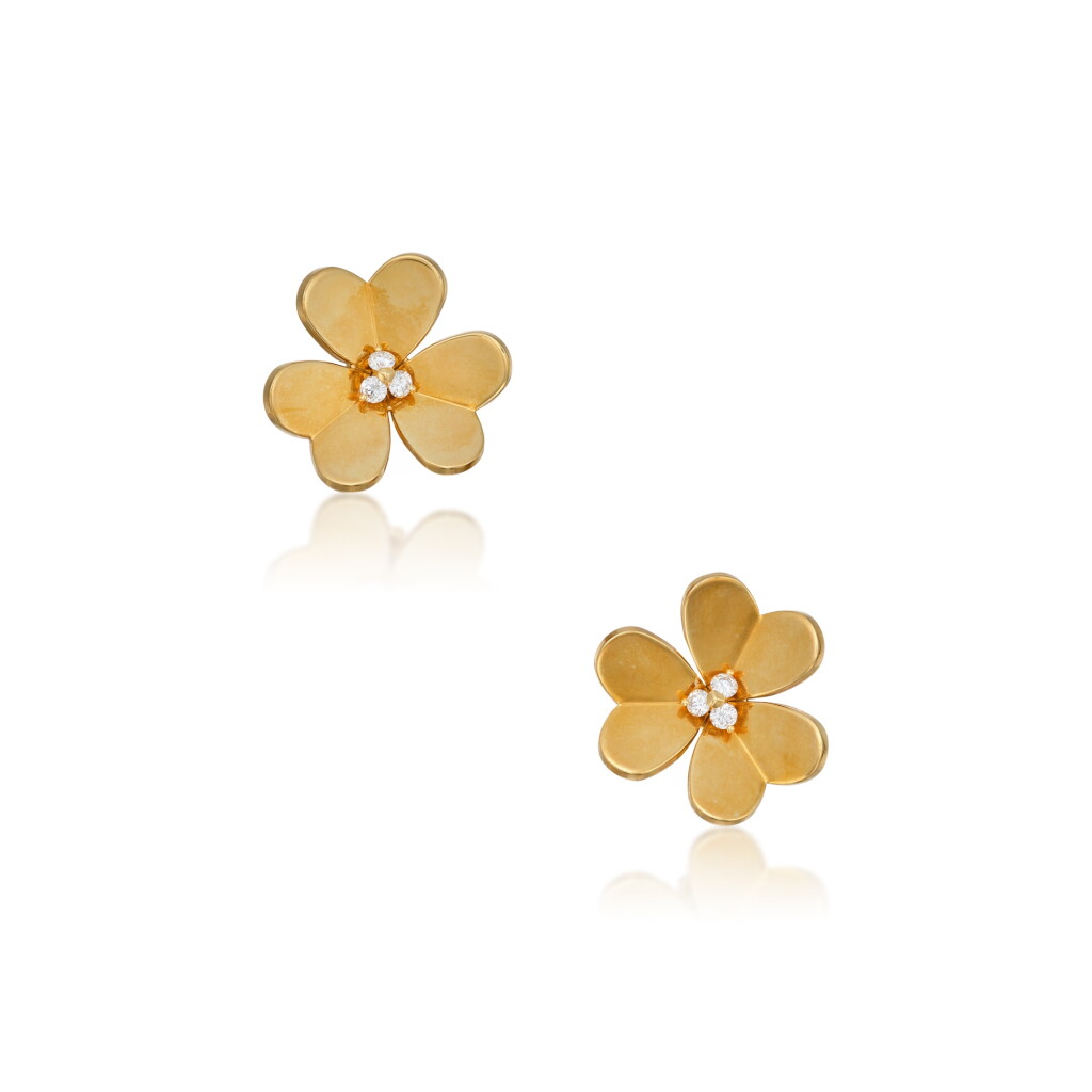 View full screen - View 1 of Lot 20. Pair of Gold and Diamond 'Frivole' Earclips.