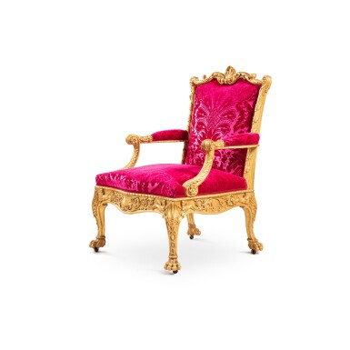 View full screen - View 1 of Lot 58. An early George III giltwood armchair designed by Robert Adam and made by Thomas Chippendale, 1765.