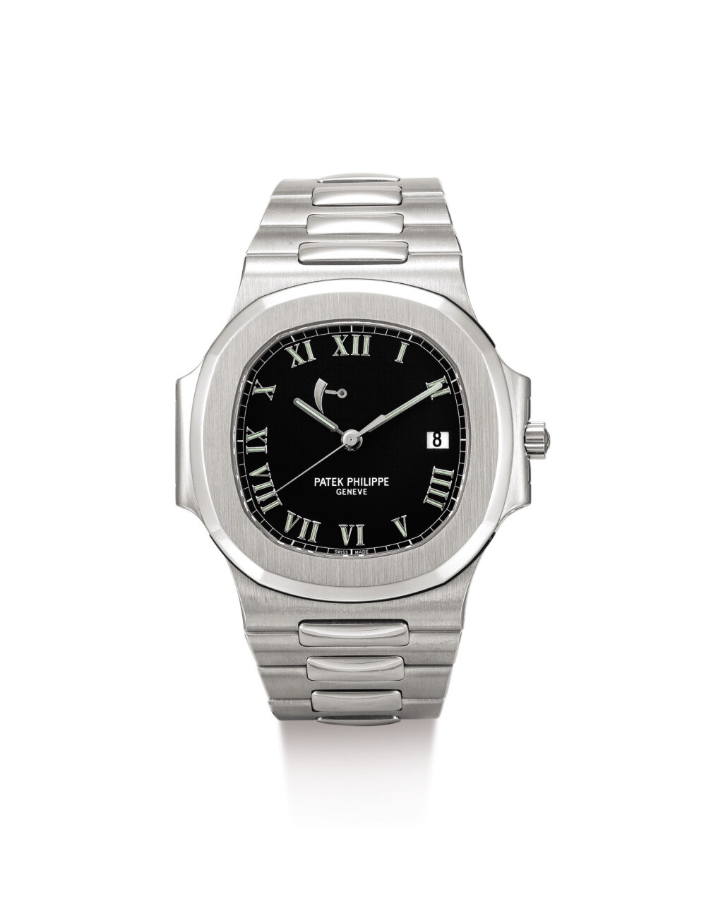 View full screen - View 1 of Lot 21. PATEK PHILIPPE | NAUTILUS, REFERENCE 3710, A STAINLESS STEEL WRISTWATCH WITH POWER RESERVE INDICATION, DATE AND BRACELET, CIRCA 2003.