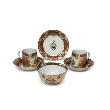 View full screen - View 1 of Lot 1768. A Group of Chinese Export Armorial Teawares Qing Dynasty, Qianlong Period, Circa 1790 | 清乾隆 粉彩描金紋章圖茶具一組六件.