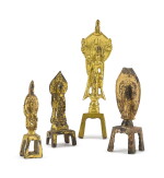 FOUR GILT-BRONZE VOTIVE FIGURES, SUI – TANG DYNASTY | 隋至唐 鎏金銅供養菩薩像一組四尊