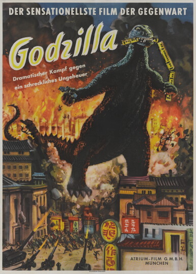 View full screen - View 1 of Lot 93. Godzilla (1956) poster, German.