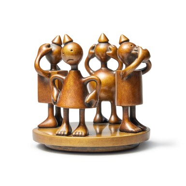 View full screen - View 1 of Lot 836. Three Evils and Cone Figure.