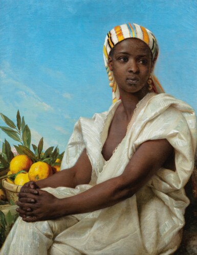 View full screen - View 1 of Lot 139. ATTRIBUTED TO CHARLES-ÉMILE-HIPPOLYTE LECOMTE-VERNET | PORTRAIT OF A BLACK WOMAN.