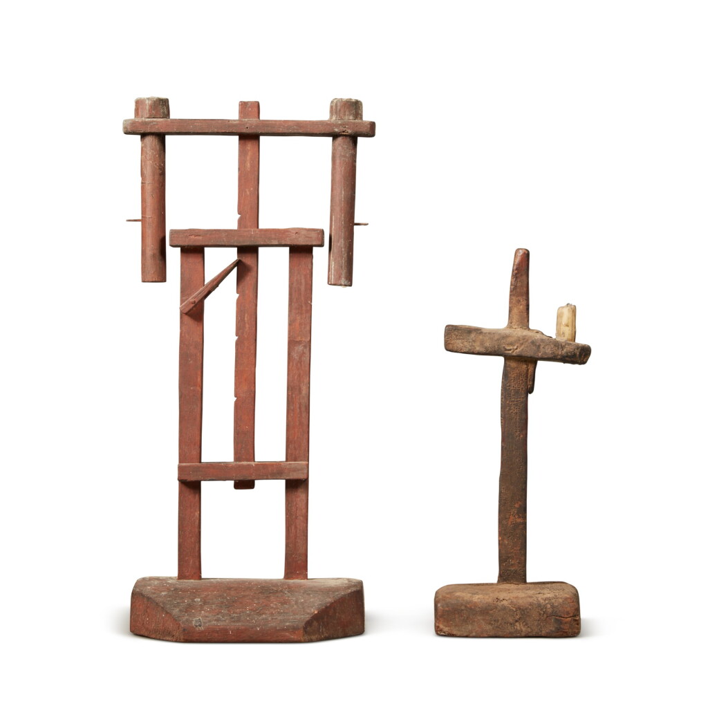 View full screen - View 1 of Lot 577. American Maple Two-Light Candle Stand, Early 19th Century.