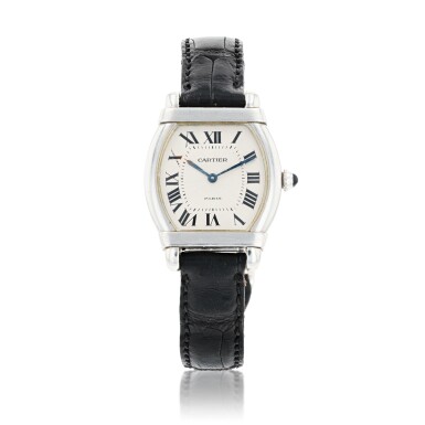 View full screen - View 1 of Lot 274. Cartier | Montre bracelet de dame platine, "Tortue chinoise" | Lady's platinum bracelet watch, 'Tortue Chinoise'.