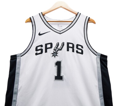 View full screen - View 1 of Lot 3. Victor Wembanyama San Antonio Spurs 2024-2025 Emirates NBA Cup Game Worn Association Edition Jersey | Matched to 2 Games | Double-Double | 34 Points.