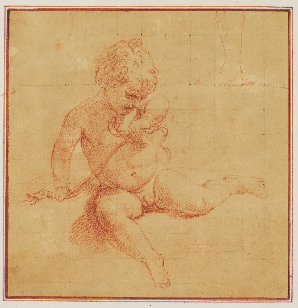 View full screen - View 1 of Lot 530. POMPEO BATONI | The infant Hercules strangling the snakes sent by Juno and a study of a foot.