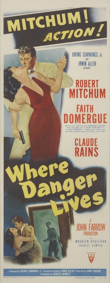 View full screen - View 1 of Lot 111. WHERE DANGER LIVES (1950) POSTER, US.