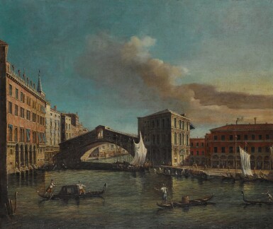 View full screen - View 1 of Lot 183. MANNER OF GIOVANNI ANTONIO CANAL, CALLED CANALETTO | Venice, a view of the Ponte di Rialto from the North.
