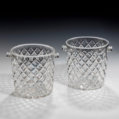 View full screen - View 1 of Lot 99. A NEAR PAIR OF GLASS CHAMPAGNE BUCKETS, 20TH CENTURY.