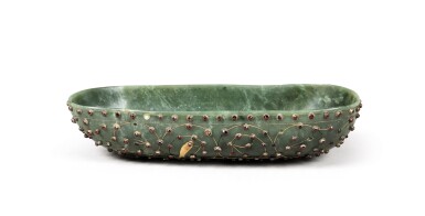 View full screen - View 1 of Lot 157. A gem-set nephrite bowl, India, Mughal, 19th century and earlier.
