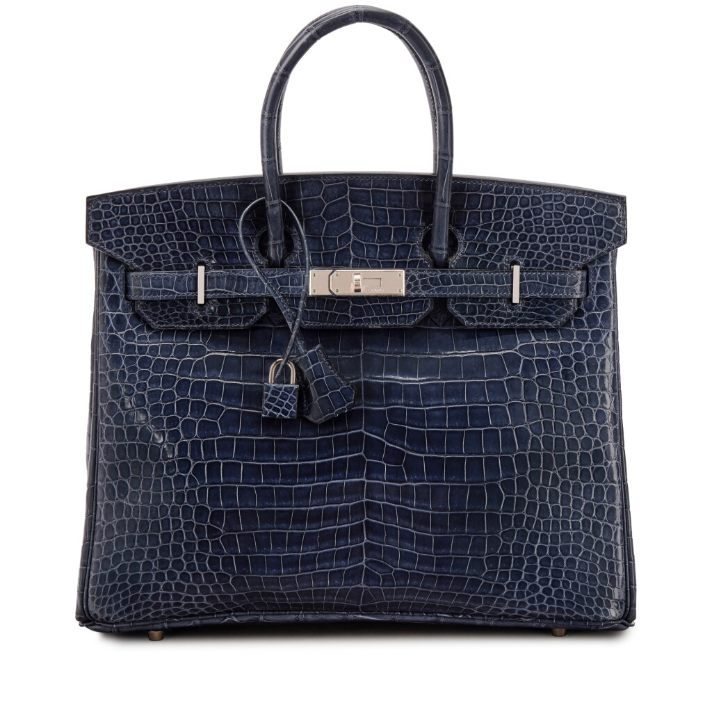 View full screen - View 1 of Lot 578. Bleu Abysse Shiny Porosus Crocodile Birkin 35 Palladium Hardware, 2010.