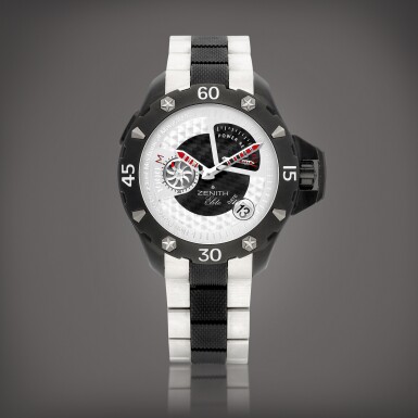 View full screen - View 1 of Lot 912. Defy Xtreme, Reference 96.0515.685 | A PVD-coated titanium wristwatch with date, power reserve indication and bracelet, Circa 2006 | 真力時 | Defy Xtreme 型號96.0515.685 | PVD 塗層處理鈦金屬鏈帶腕錶,備日期及動力儲備顯示,約2006年製.