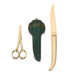 A rare pair of shagreen-cased gold scissors and matching folding knife, Louis Siriès, Florence, circa 1740