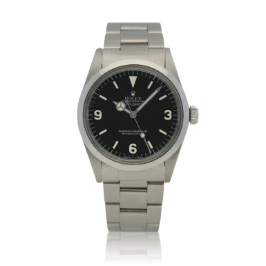 View full screen - View 1 of Lot 36. Explorer, Ref. 1016 Stainless steel wristwatch with bracelet Circa 1988.