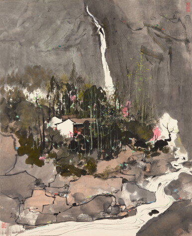 View full screen - View 1 of Lot 2583. 吳冠中 泉水—川北小景 | Wu Guanzhong, Creek in Northern Sichuan.