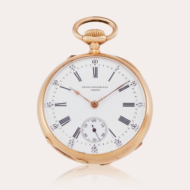 View full screen - View 1 of Lot 453. A pink gold open-faced keyless watch, Circa 1888.