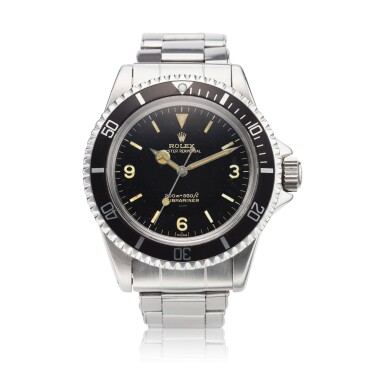 View full screen - View 1 of Lot 376. Reference 5513 Submariner 'Underline Gilt Explorer Dial' A stainless steel automatic wristwatch with bracelet, Circa 1963.