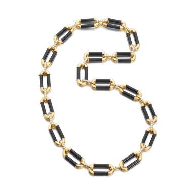 View full screen - View 1 of Lot 790. Onyx and diamond sautoir, 1970s.