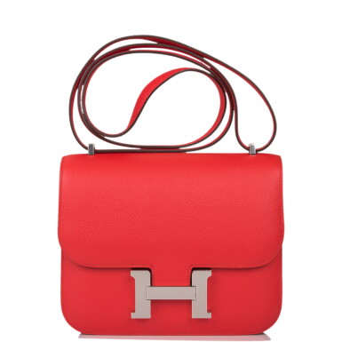 View full screen - View 1 of Lot 29. Hermès Rouge de Coeur Constance 18cm of Epsom Leather with Palladium Hardware.