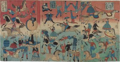 View full screen - View 1 of Lot 360. (Circus) | An attractive Japanese woodblock print.